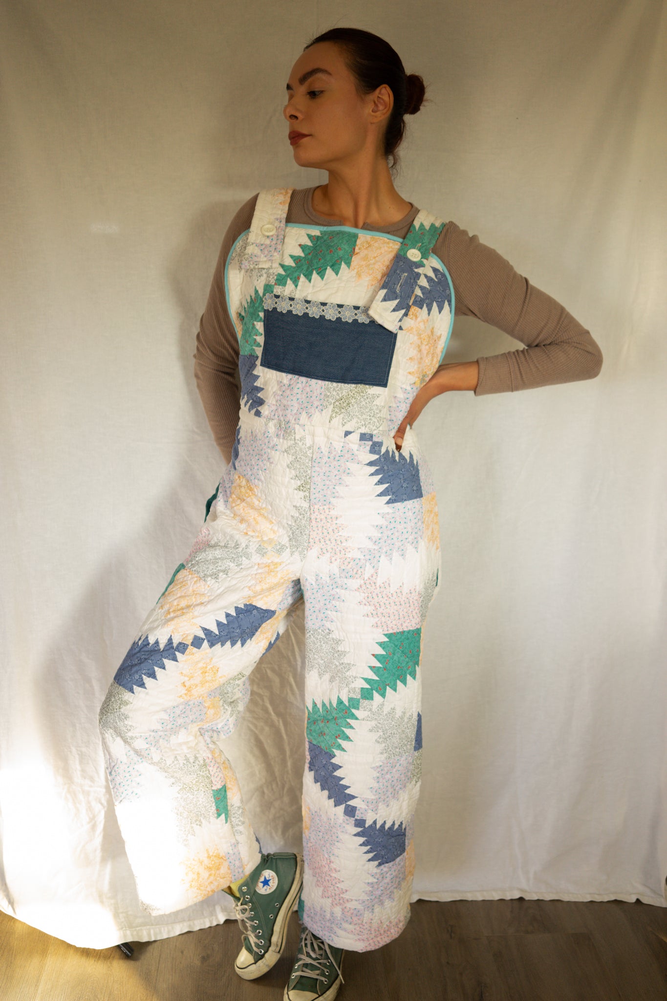 Quilted Big Bib Overall Jumpsuit