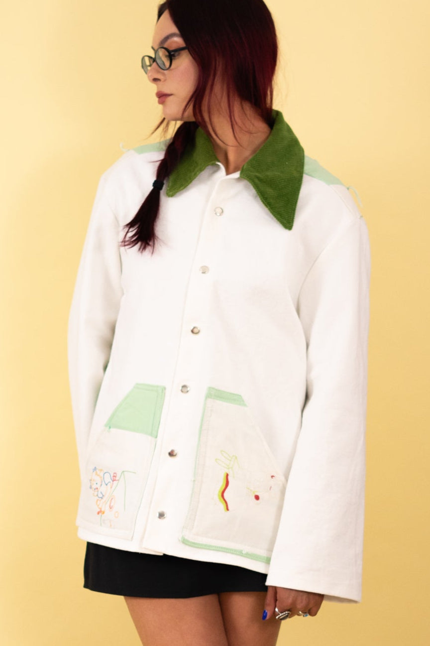 White Canvas Quilted Barn Jacket