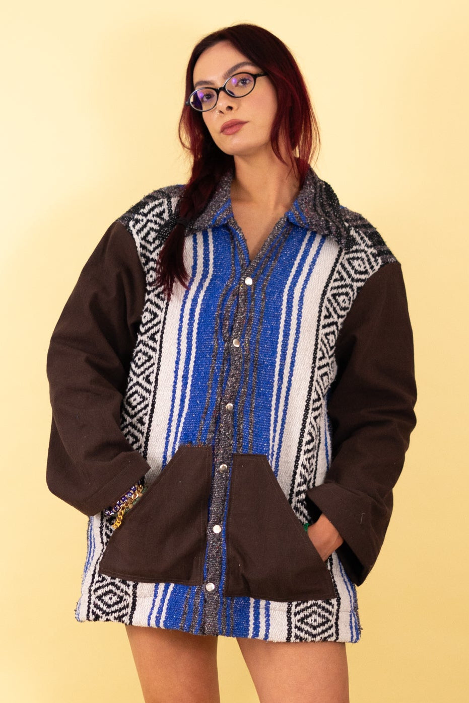 Blue and Brown Serape Barn Jacket