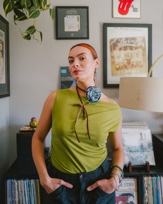 Upcycled Denim Rosette Choker