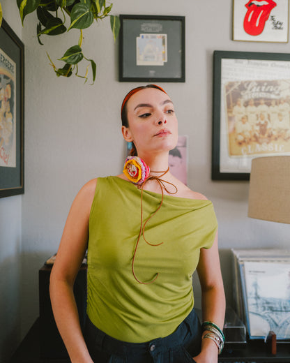 Velvet Quilt Rosette Choker