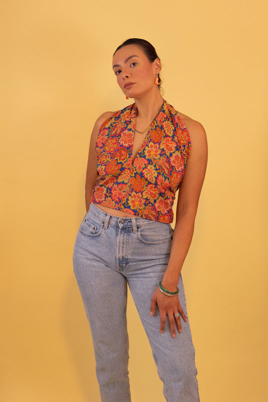 Paisley Psychedelic Print Halter Top