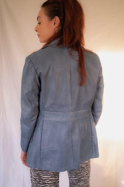 Vintage 1970s Blue Leather Jacket