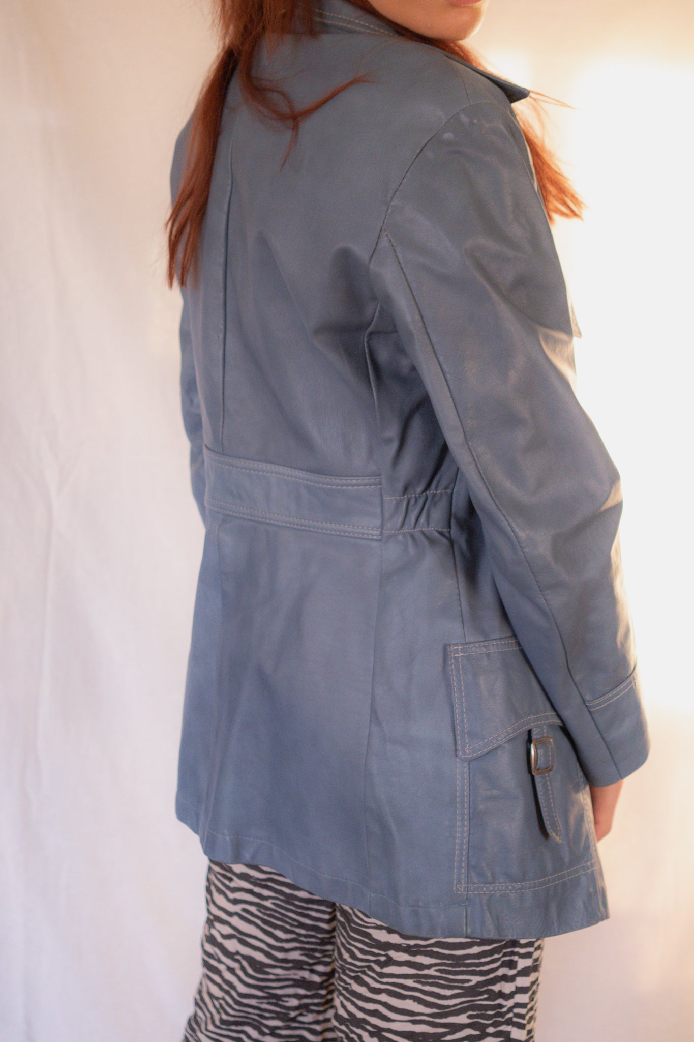 Vintage 1970s Blue Leather Jacket