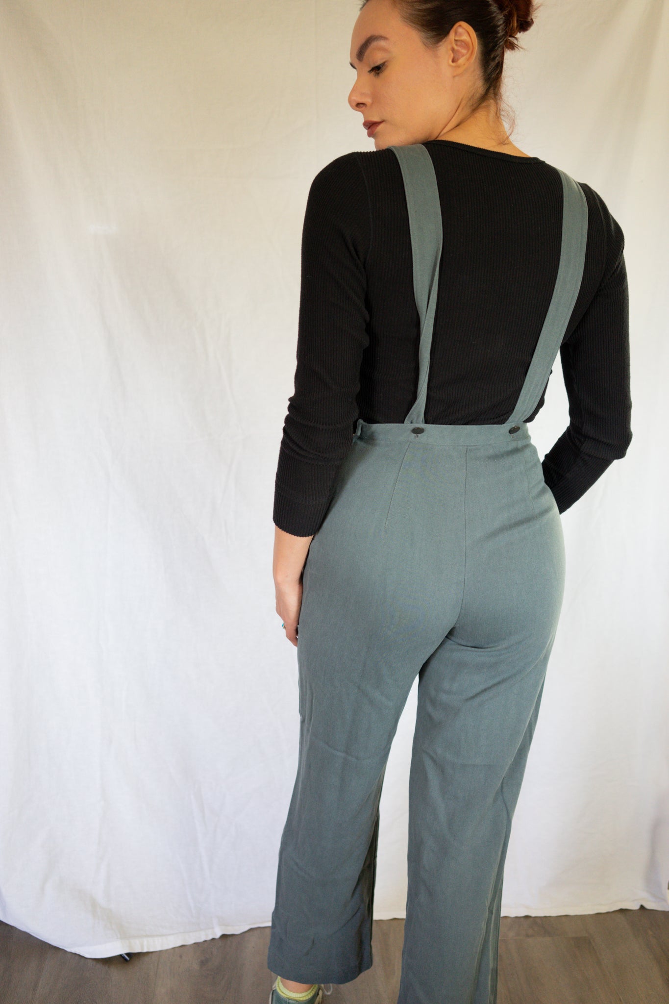 Vintage 1990s Grey Suspender Back Overalls