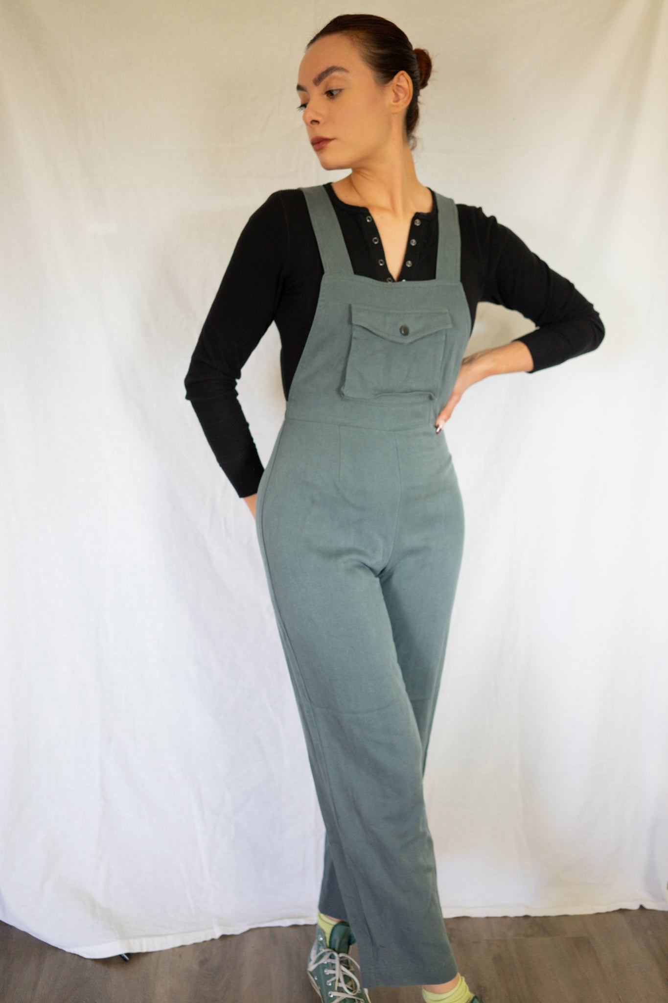 Vintage 1990s Grey Suspender Back Overalls