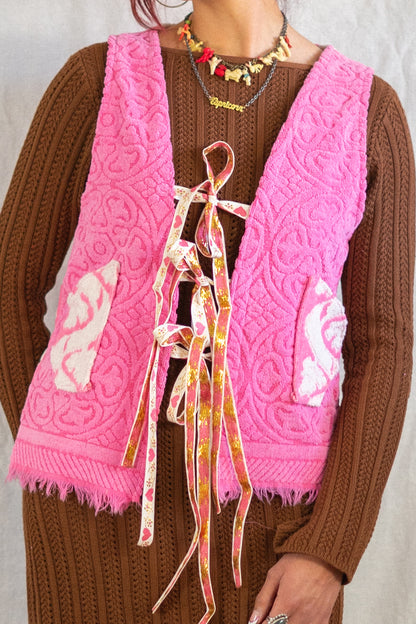 Bubblegum Pink Tie Front Towel Vest