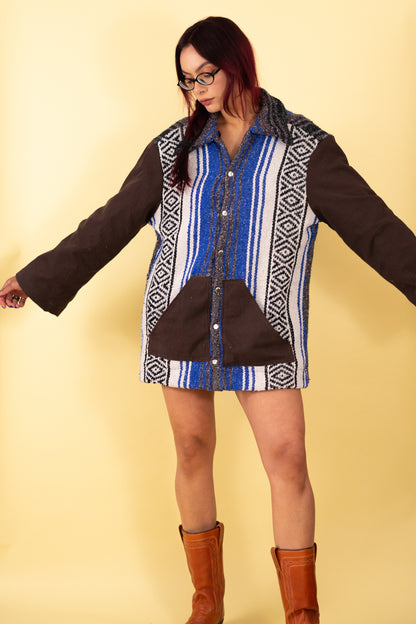 Blue and Brown Serape Barn Jacket