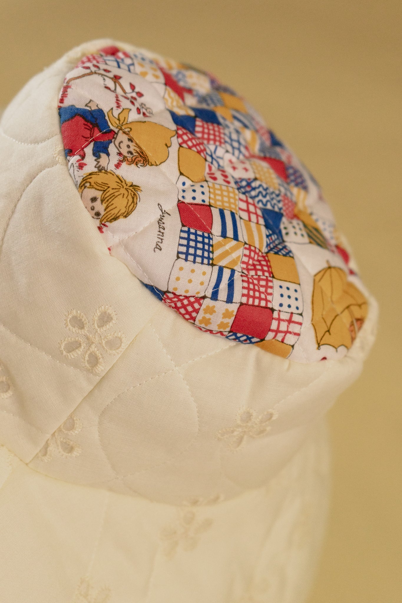 White Quilted Hollie Hobbie Floppy Hat