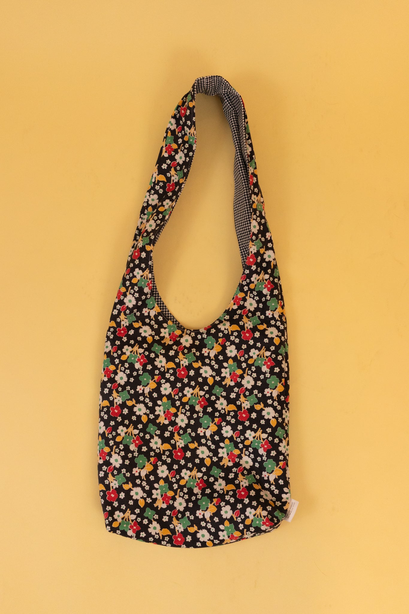 Reversible Black Floral Tote Bag
