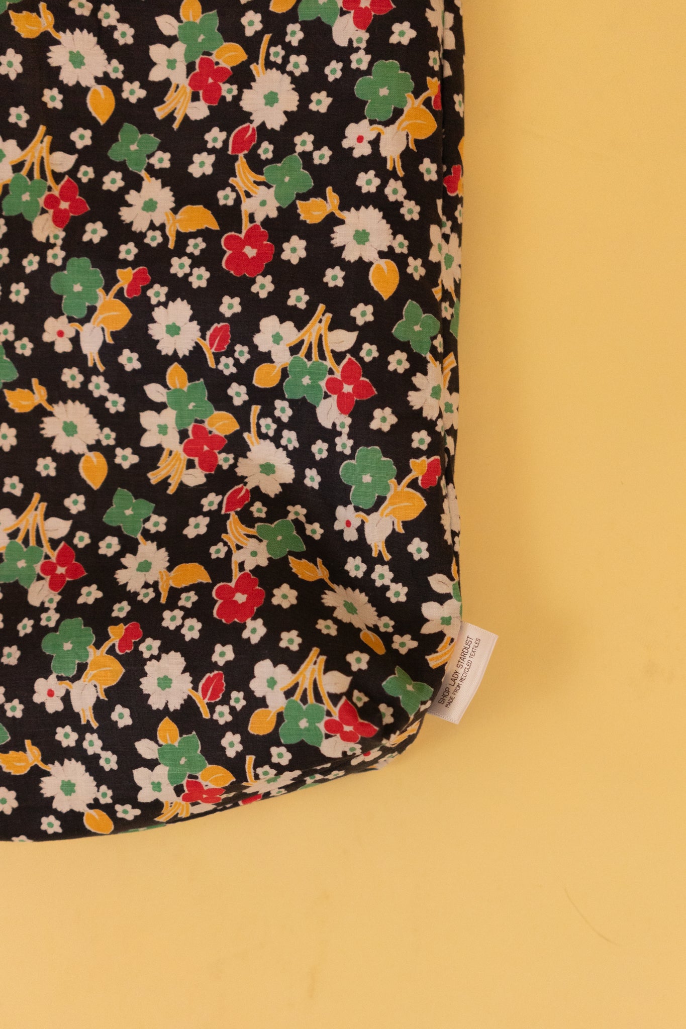 Reversible Black Floral Tote Bag
