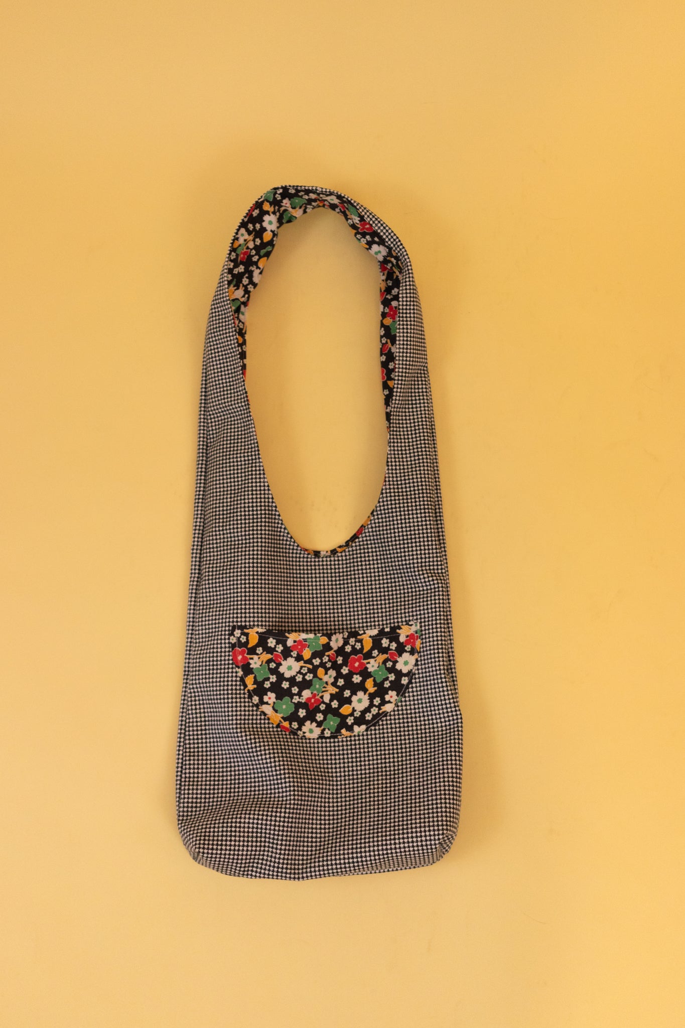 Reversible Black Floral Tote Bag
