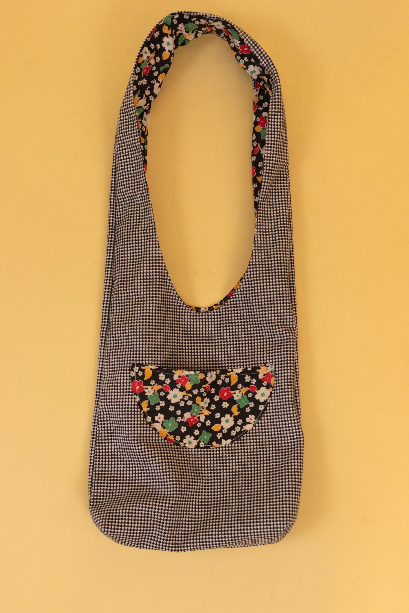 Reversible Black Floral Tote Bag