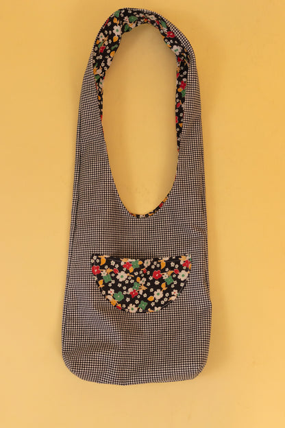 Reversible Black Floral Tote Bag