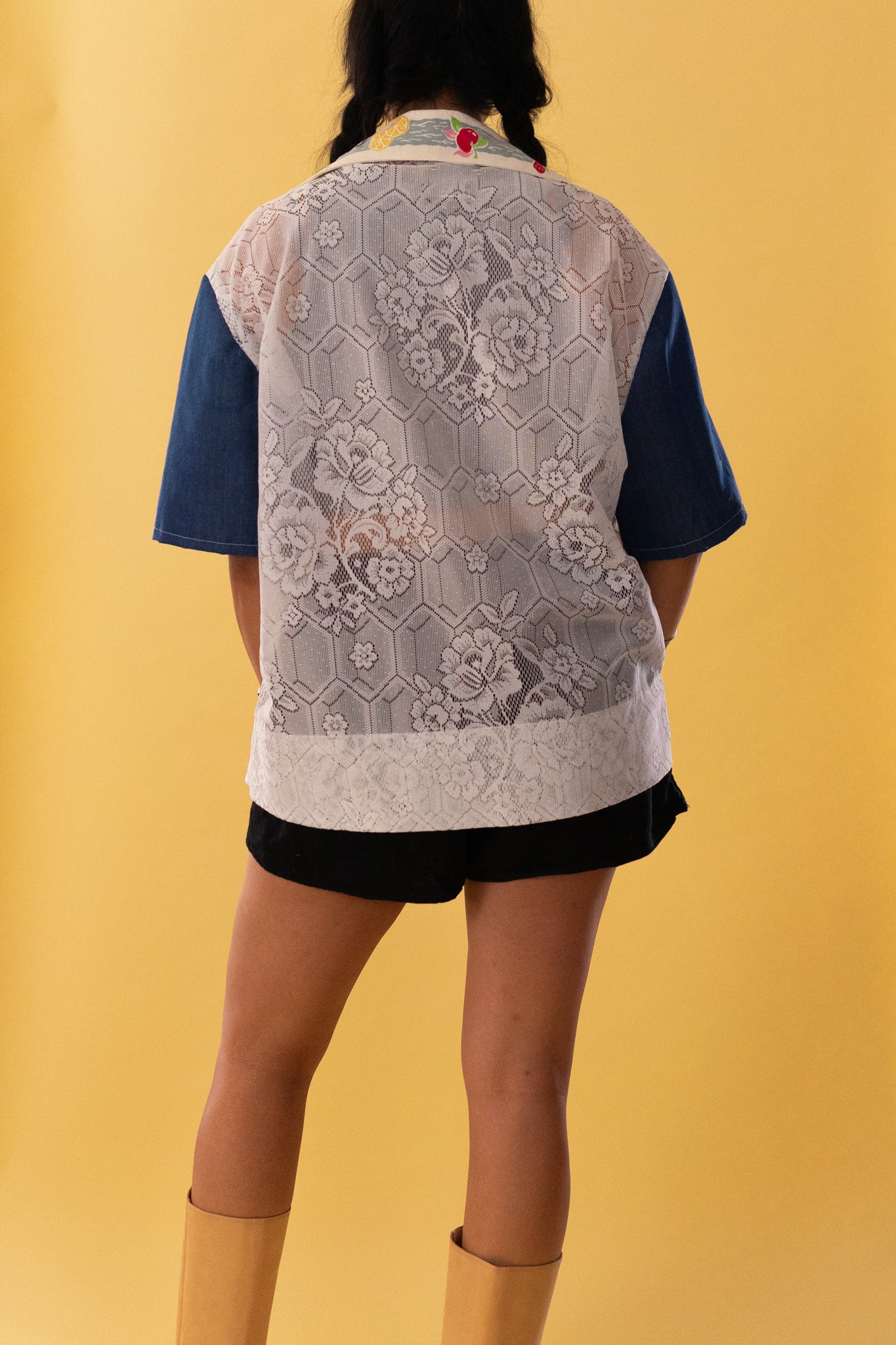 Lace Camp Collar Fruit Cabana Shirt