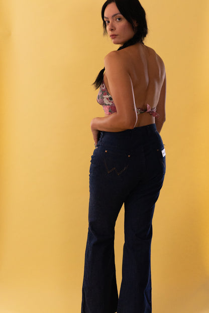 1970s Pink Floral Halter Top