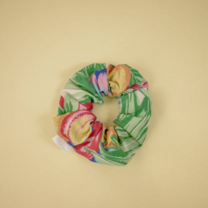 Multi Color Fruit and Floral Print Scrap Scrunchie