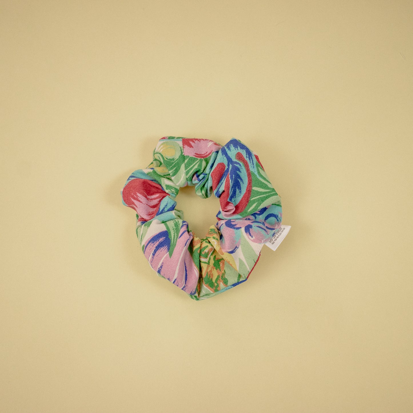 Multi Color Fruit and Floral Print Scrap Scrunchie