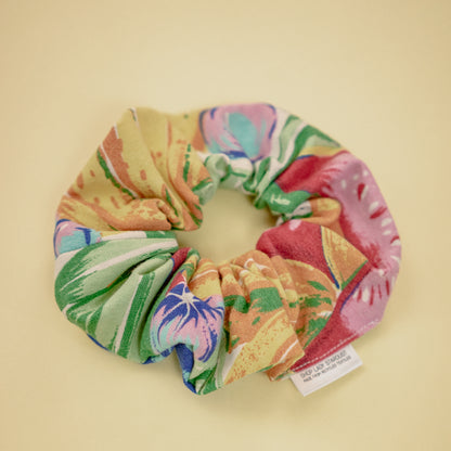 Multi Color Fruit and Floral Print Scrap Scrunchie